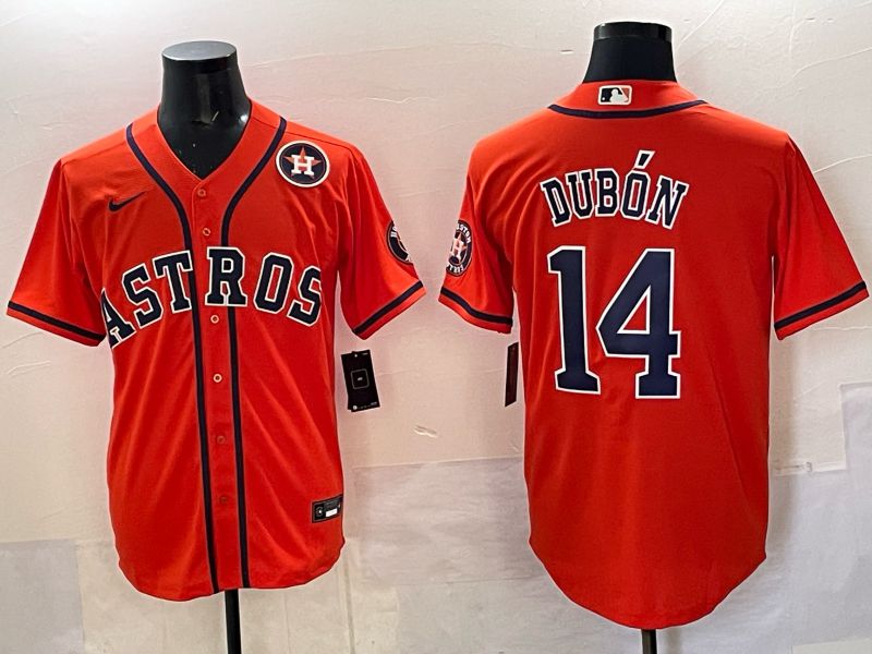 Men 2025 Houston Astros #14 Dubon Orange Nike MLB Jersey 05